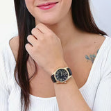 Michael Kors Lexington Black Dial Black Leather Strap Watch For Women - MK4748 Authentic Buy Shop Now