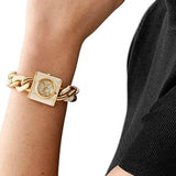 Michael Kors Chain Lock Analog Crystals Silver Dial Gold Steel Strap Watch for Women - MK4809 Authentic Buy Shop Now