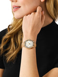 Michael Kors Sage Three-Hand Mother of Pearl White Dial Brown Leather Strap Watch for Women - MK4819 Authentic Buy Shop Now