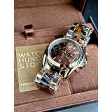 Michael Kors Bradshaw Chronograph Brown Dial Two Tone Steel Strap Watch For Women - MK5696 Authentic Buy Shop Now