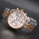 Michael Kors Lexington Chronograph Silver Dial Two Tone Steel Strap Watch for Women - MK5735 Authentic Buy Shop Now