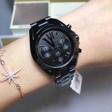 Michael Kors Bradshaw Chronograph Black Dial Black Steel Strap Watch For Women - MK6058 Authentic Buy Shop Now