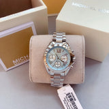 Michael Kors Bradshaw Chronograph Blue Dial Silver Steel Strap Watch For Women - MK6098 Authentic Buy Shop Now