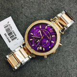 Michael Kors Parker Chronograph Purple Dial Two Tone Steel Strap Watch For Women - MK6108 Authentic Buy Shop Now