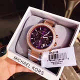 Michael Kors Parker Chronograph Purple Dial Two Tone Steel Strap Watch For Women - MK6108 Authentic Buy Shop Now