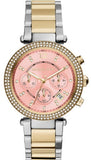 Michael Kors Parker Pink Dial Two Tone Steel Strap Watch for Women - MK6140 Authentic Buy Shop Now