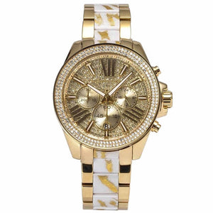 Michael Kors Wren Diamonds Gold Dial Two Tone Steel Strap Watch for Women - MK6157 Authentic Buy Shop Now