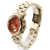 Michael Kors Runway Chronograph Orange Dial Gold Steep Strap Watch For Women - MK6162 Authentic Buy Shop Now