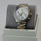 Michael Kors Brinkley Chronograph Silver Dial Two Tone Steel Strap Watch for Women - MK6188 Authentic Buy Shop Now