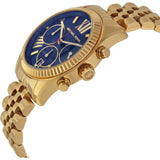 Michael Kors Lexington Chronograph Blue Dial Gold Steel Strap Watch For Women - MK6206 Authentic Buy Shop Now