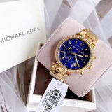 Michael Kors Parker Chronograph Blue Dial Gold Steel Strap Watch For Women - MK6262 Authentic Buy Shop Now