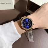 Michael Kors Parker Chronograph Blue Dial Gold Steel Strap Watch For Women - MK6262 Authentic Buy Shop Now