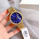 Michael Kors Parker Chronograph Blue Dial Gold Steel Strap Watch For Women - MK6262 Authentic Buy Shop Now