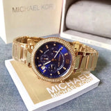 Michael Kors Parker Chronograph Blue Dial Gold Steel Strap Watch For Women - MK6262 Authentic Buy Shop Now