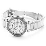 Michael Kors Parker Chronograph Silver Dial Silver Steel Strap Watch For Women - MK6354 Authentic Buy Shop Now