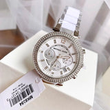 Michael Kors Parker Chronograph Silver Dial Silver Steel Strap Watch For Women - MK6354 Authentic Buy Shop Now