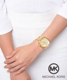 Michael Kors Brecken Chronograph Gold Dial Gold Steel Strap Watch For Women - MK6366 Authentic Buy Shop Now