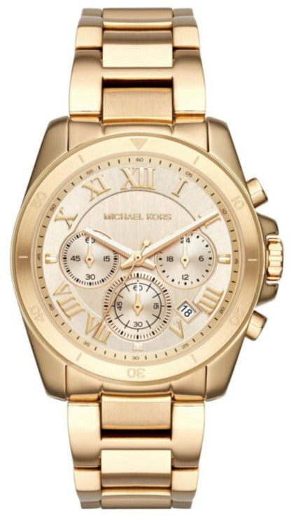 Michael Kors Brecken Chronograph Gold Dial Gold Steel Strap Watch For Women - MK6366 Authentic Buy Shop Now