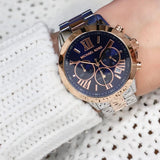 Michael Kors Bradshaw Chronograph Blue Dial Two Tone Steel Strap Watch For Women - MK6389 Authentic Buy Shop Now