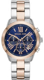 Michael Kors Bradshaw Chronograph Blue Dial Two Tone Steel Strap Watch For Women - MK6389 Authentic Buy Shop Now