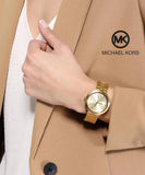 Michael Kors Garner Quartz Gold Dial Gold Steel Strap Watch For Women - MK6408 Authentic Buy Shop Now
