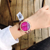 Michael Kors Parker Chronograph Purple Dial Rose Gold Steel Strap Watch For Women - MK6417 Authentic Buy Shop Now