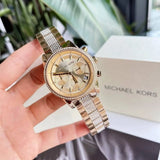 Michael Kors Ritz Chronograph Gold Dial Gold Steel Strap Watch For Women - MK6484 Authentic Buy Shop Now
