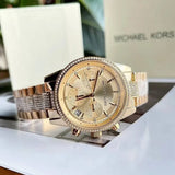 Michael Kors Ritz Chronograph Gold Dial Gold Steel Strap Watch For Women - MK6484 Authentic Buy Shop Now