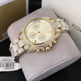 Michael Kors Mini Bradshaw Crystals Gold Dial Gold Steel Strap Watch For Women - MK6494 Authentic Buy Shop Now