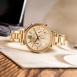 Michael Kors Sofie Chronograph Quartz Gold Dial Gold Steel Strap Watch For Women - MK6559 Authentic Buy Shop Now