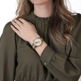 Michael Kors Ritz Chronograph Gold Dial Gold Steel Strap Watch For Women - MK6597 Authentic Buy Shop Now