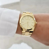 Michael Kors Channing Quartz Gold Dial Gold Steel Strap Watch For Women - MK6623 Authentic Buy Shop Now
