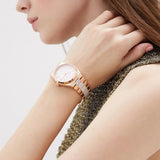 Michael Kors Channing Quartz Mother of Pearl Pink Dial Two Tone Steel Strap Watch For Women - MK6652 Authentic Buy Shop Now