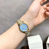 Michael Kors Petite Runway Mercer Blue Dial Gold Steel Strap Watch For Women - MK6673 Authentic Buy Shop Now