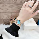 Michael Kors Petite Runway Mercer Blue Dial Gold Steel Strap Watch For Women - MK6673 Authentic Buy Shop Now