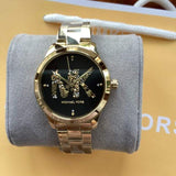 Michael Kors Runway Quartz Black Dial Gold Steel Strap Watch For Women - MK6682 Authentic Buy Shop Now