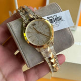 Michael Kors Runway Mercer Crystals Silver Dial Gold Steel Strap Watch For Women - MK6715 Authentic Buy Shop Now