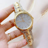 Michael Kors Runway Mercer Crystals Silver Dial Gold Steel Strap Watch For Women - MK6715 Authentic Buy Shop Now