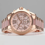 Michael Kors Bradshaw Chronograph Pink Dial Two Tone Steel Strap Watch For Women - MK6830 Authentic Buy Shop Now