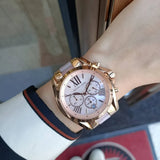 Michael Kors Bradshaw Chronograph Pink Dial Two Tone Steel Strap Watch For Women - MK6830 Authentic Buy Shop Now