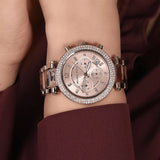 Michael Kors Parker Chronograph Rose Gold Dial Two Tone Steel Strap Watch For Women - MK6832 Authentic Buy Shop Now