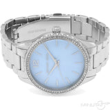 Michael Kors Layton Chronograph Mother of Pearl Blue Dial Silver Steel Strap Watch For Women - MK6847 Authentic Buy Shop Now