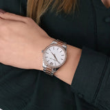 Michael Kors Layton Three Hand Mother of Pearl White Dial Two Tone Steel Strap Watch For Women - MK6849 Authentic Buy Shop Now