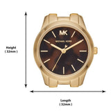 Michael Kors Runway Mercer Analog Brown Dial Gold Steel Strap Watch For Women - MK6855 Authentic Buy Shop Now