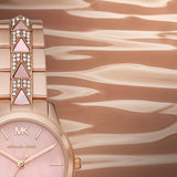 Michael Kors Runway Mother of Pearl Dial Rose Gold Steel Strap Watch For Women - MK6856 Authentic Buy Shop Now