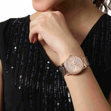 Michael Kors Ritz Analog Crystals Silver Dial Rose Gold Steel Strap Watch for Women - MK6863 Authentic Buy Shop Now
