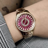 Michael Kors Layton Three Hand Red Dial Rose Gold Steel Strap Watch For Women - MK6893 Authentic Buy Shop Now