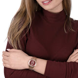 Michael Kors Layton Three Hand Red Dial Rose Gold Steel Strap Watch For Women - MK6893 Authentic Buy Shop Now