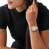 Michael Kors Layton Three Hand Pink Dial Two Tone Steel Strap Watch For Women - MK6894 Authentic Buy Shop Now
