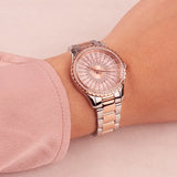 Michael Kors Layton Three Hand Pink Dial Two Tone Steel Strap Watch For Women - MK6894 Authentic Buy Shop Now